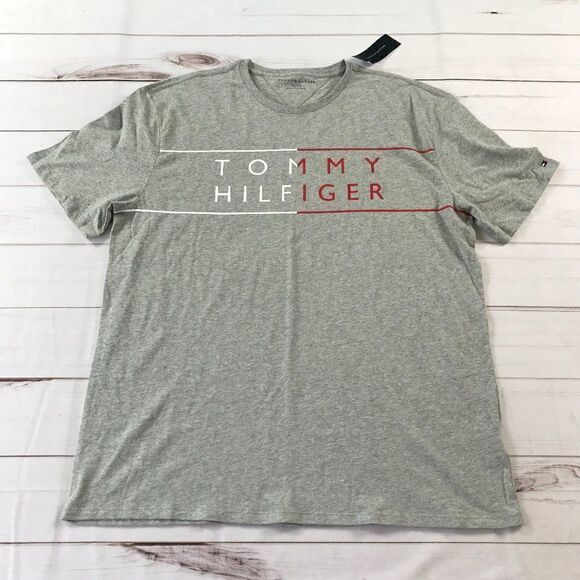 Tommy Hilfiger Men Corp Split Logo Gray T-Shirt XXL NWT - Picture 1 of 10